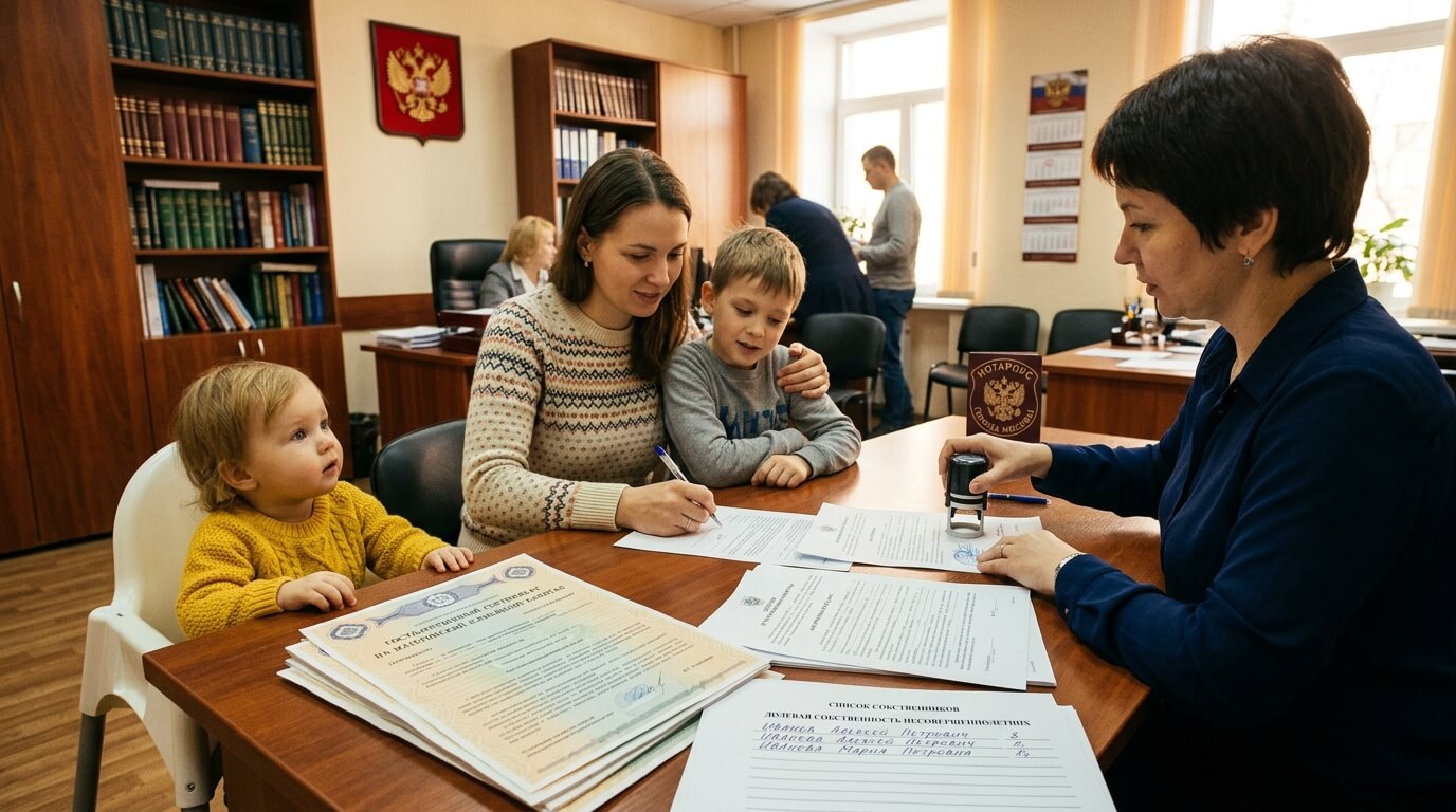 С несовершеннолетними собственниками или материнским капиталом